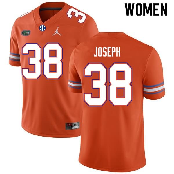 Women's NCAA Florida Gators Carlson Joseph #38 Stitched Authentic Nike Orange College Football Jersey IOR7465LQ